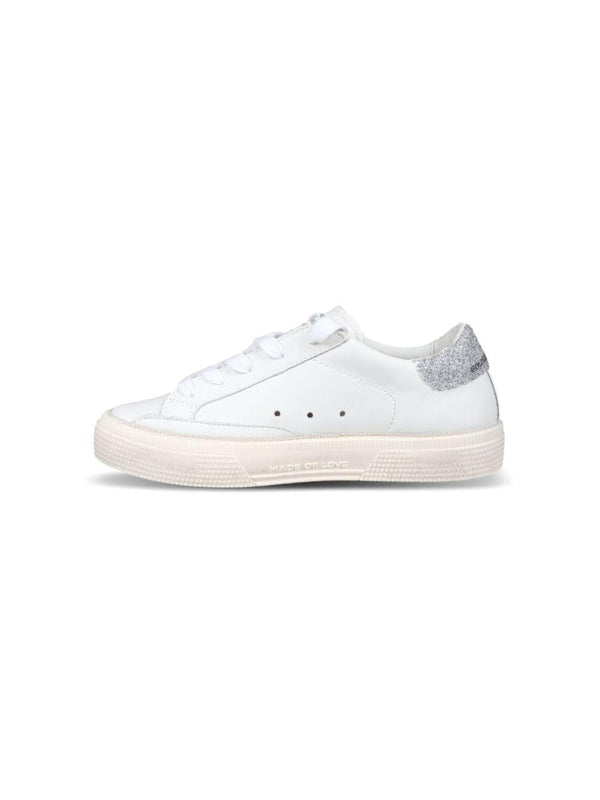 Sneakers per bambina Golden Goose Kids May bianco con dettaglio glitter