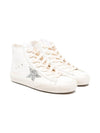 Sneakers alte per bambina Golden Goose Kids bianco con stelle glitterate