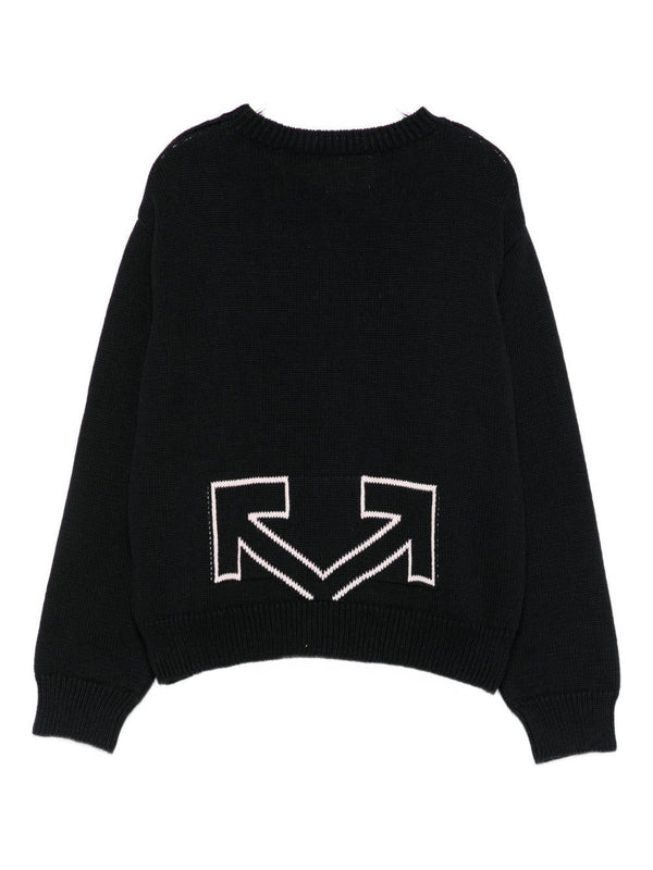 Maglione per bambina Off-White Kids nero con dettaglio logo