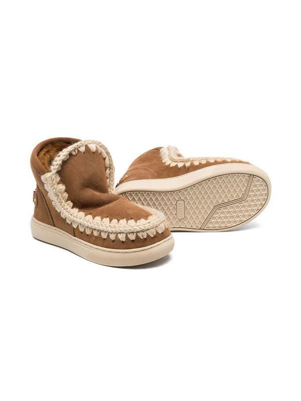Stivali con cuciture a contrasto per bambina Mou Kids marrone con punta tonda