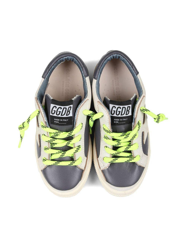 Sneakers per bambino Golden Goose Kids in pelle blu con chiusura con lacci