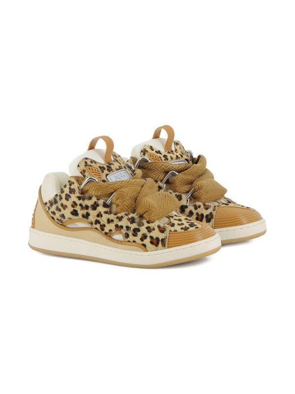 Sneakers per bambina Lanvin Enfant beige con stampa leopardata