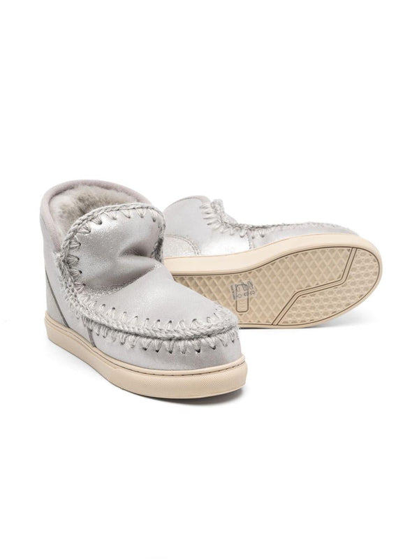 Stivaletti Eskimo per bambina Mou Kids argentate con fodera in shearling