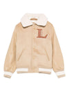Bomber per bambino Lanvin Enfant beige con logo ricamato