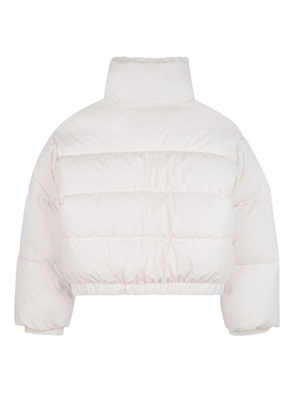 Piumino crop per bambina Billieblush bianco con logo a contrasto