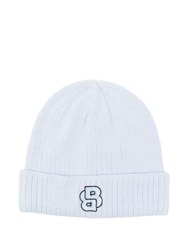 Berretto per neonato Boss Kids azzurro con logo ricamato