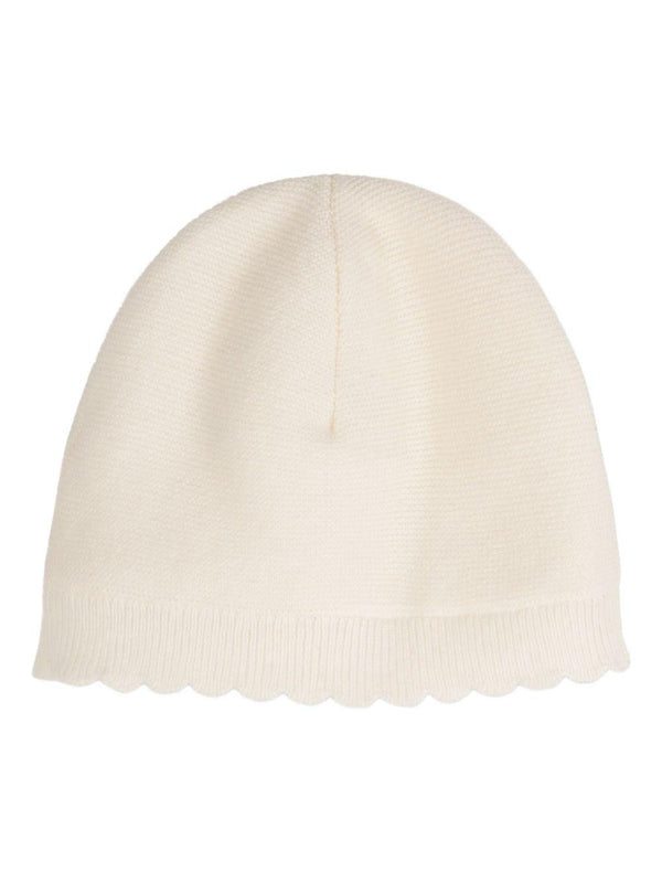 Set berretto e scarpette per neonata Chloé Kids bianco con orlo a smerlo