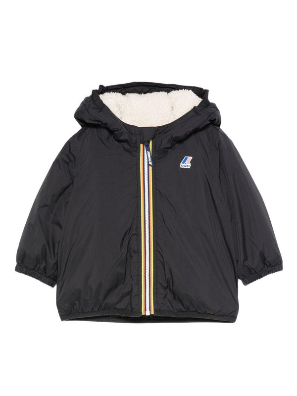 Giacca per neonati K Way Kids blu con cappuccio e zip frontale