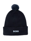 Berretto per neonato Boss Kids blu con dettaglio pompon