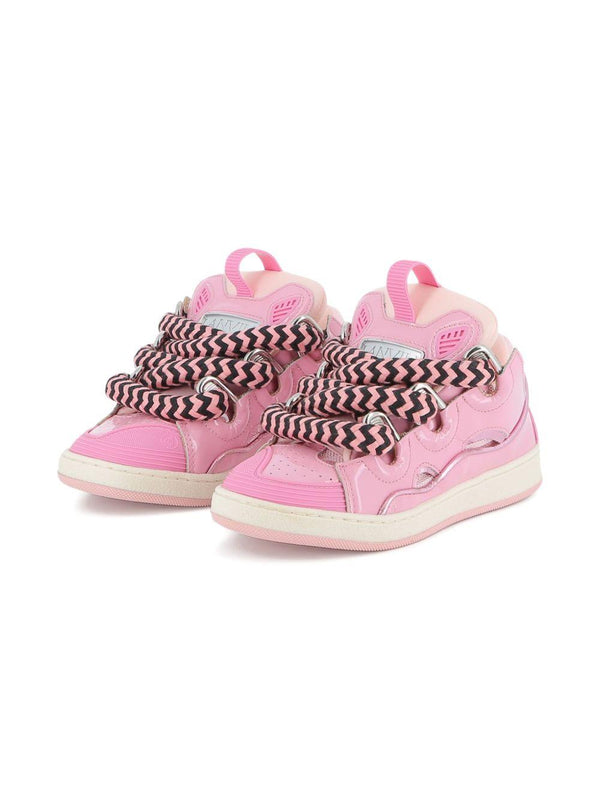 Sneakers per bambina Lanvin Enfant rosa con lacci oversize a zigzag