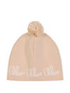 Berretto per bambina Chloé Kids beige con logo ricamato