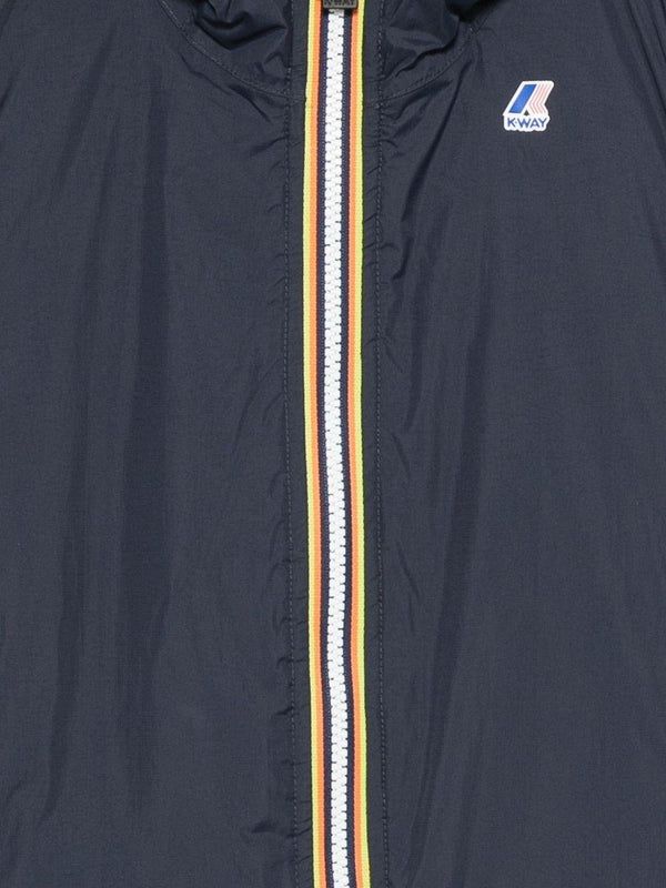 Giacca per bambino K Way Kids blu con cappuccio e zip frontale