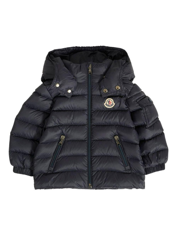 Piumino per neonato Moncler Enfant blu con cappuccio
