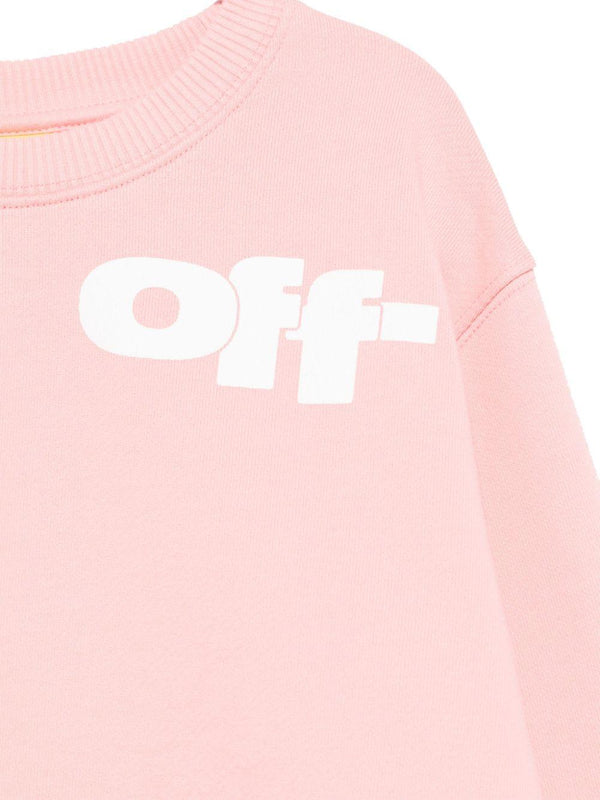 Felpa con stampa logo per bambina Off-White Kids rosa con polsini a coste