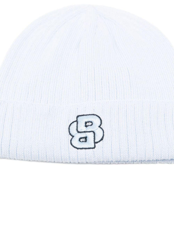 Berretto per neonato Boss Kids azzurro con logo ricamato