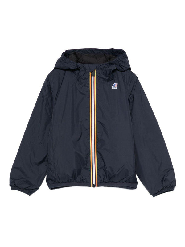 Giacca per bambino K Way Kids Le Vrai blu con dettagli a righe