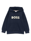 Felpa per bambino Boss Kids blu con logo sul davanti