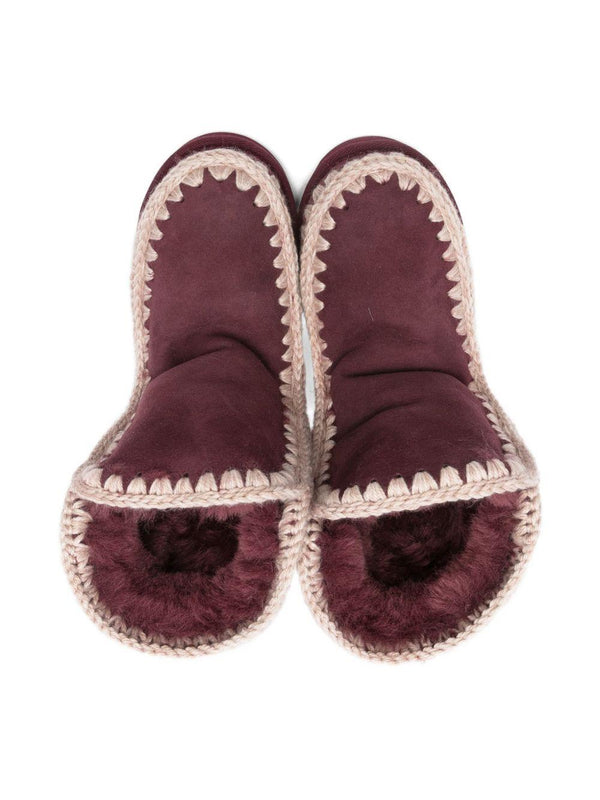 Stivali eschimesi per bambina Mou Kids rossi con rifiniture all'uncinetto