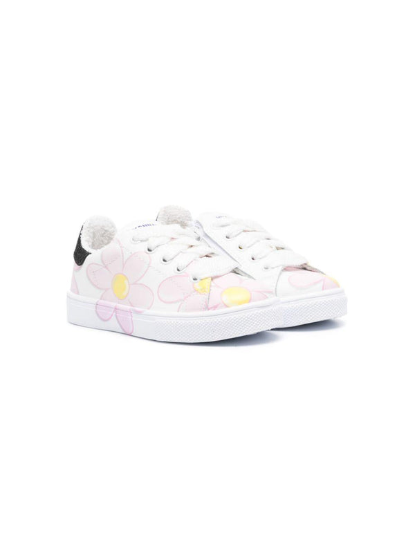 Sneakers a fiori per bambina Monnalisa bianche con design a inserti