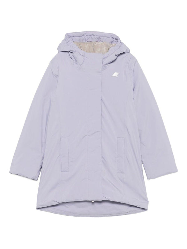 Giubbino per bambina K-Way Kids viola con cappuccio classico