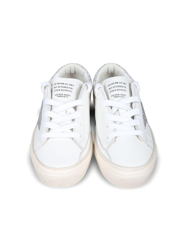 Sneakers per bambina Golden Goose Kids May bianco con dettaglio glitter