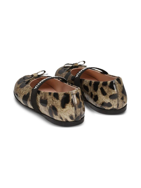 Ballerine con fiocco per bambina Dolce & Gabbana Kids animalier con stampa leopardata