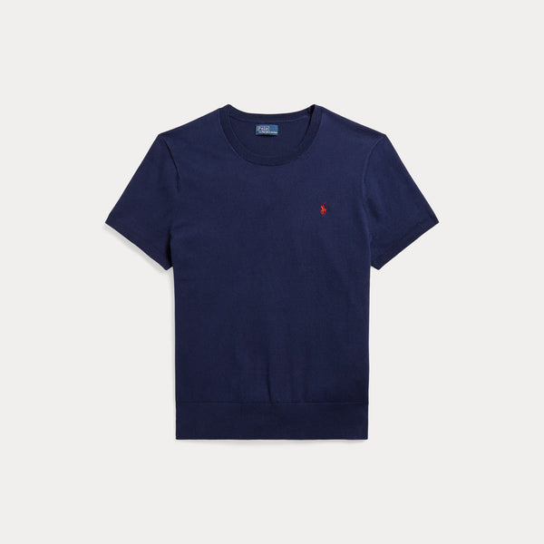 COTTON-BLEND SHORT-SLEEVE SWEATER