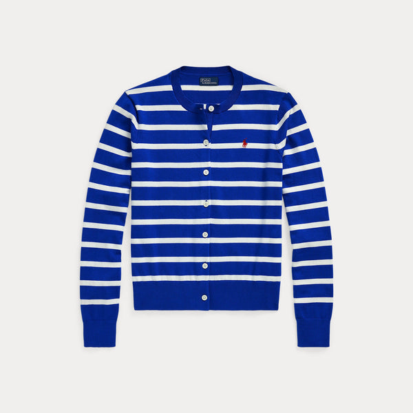 STRIPED COTTON-BLEND CARDIGAN