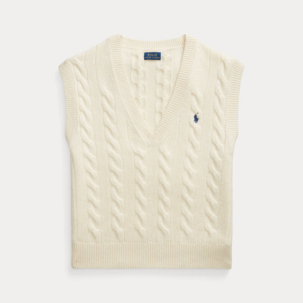 CABLE-KNIT WOOL-CASHMERE SWEATER VEST