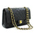 CHANEL 2.55 Double Flap Medium Chain Shoulder Bag Black Lambskin i51