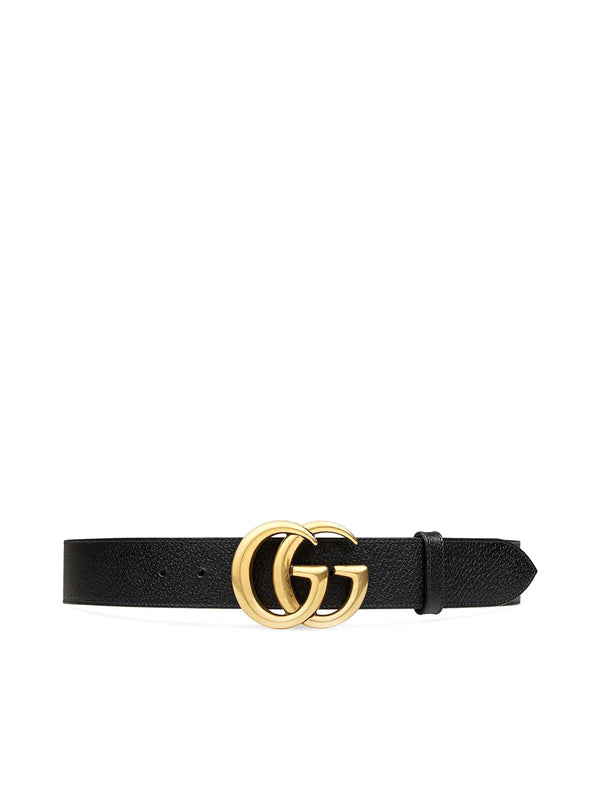 Leather belt with 4 cm GG buckle.
