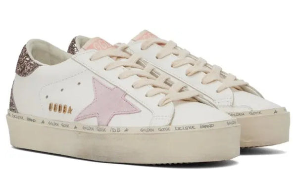 Golden Goose Hi Star 'White Antique Pink Glitter' 