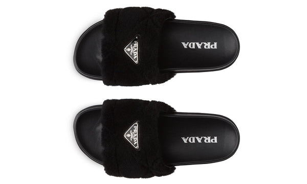 Prada shearling slides