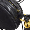 CHANEL 1989-1991 Round Shoulder Bag Black Satin