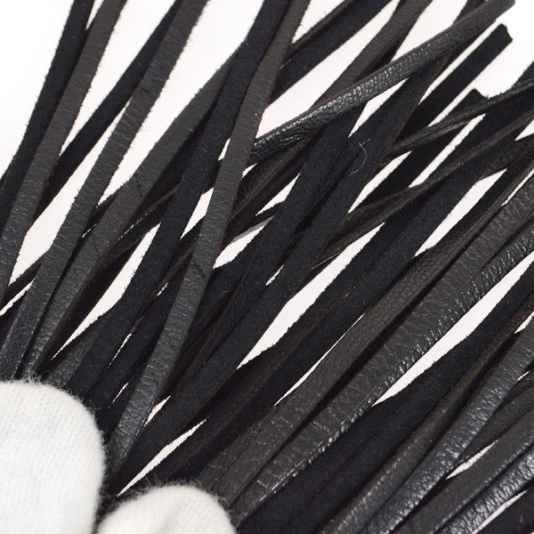 CHANEL 1989-1991 Round Shoulder Bag Black Satin