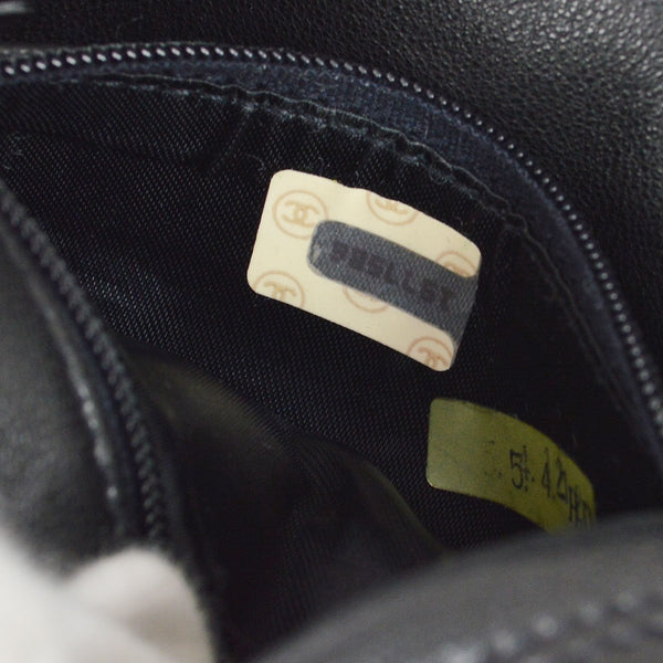 CHANEL 1989-1991 Round Shoulder Bag Black Satin