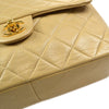 CHANEL 1989-1991 Single Chain Shoulder Bag Beige Lambskin