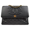 CHANEL 1991-1994 Chain Shoulder Bag Black Lambskin