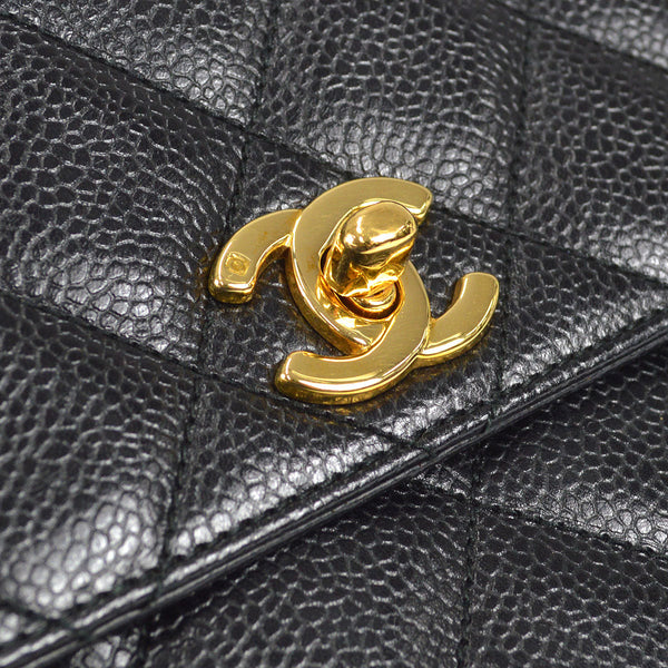 CHANEL 1996-1997 Flap Box Shoulder Bag Small Black Caviar