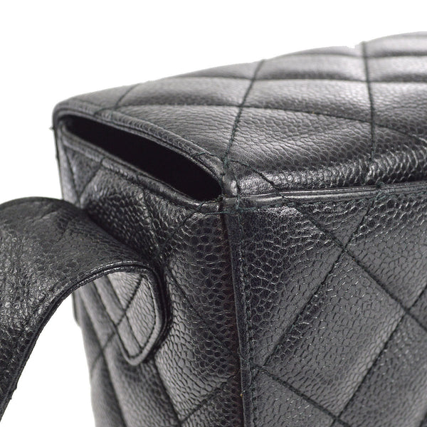 CHANEL 1996-1997 Flap Box Shoulder Bag Small Black Caviar