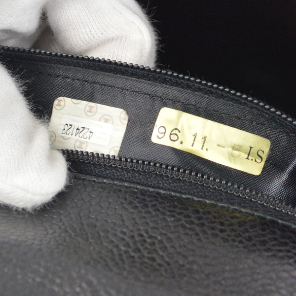 CHANEL 1996-1997 Flap Box Shoulder Bag Small Black Caviar