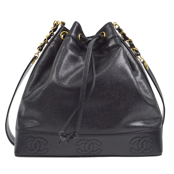 CHANEL 1994-1996 Triple CC Shoulder Bag Black Caviar