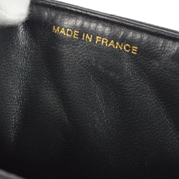 CHANEL 1996-1997 Double Side Classic Flap Shoulder Bag Medium Black Caviar