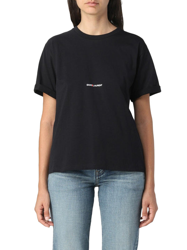 T-SHIRT A MANICHE CORTE SAINT LAURENT BOYFRIEND IN JERSEY DI COTONE