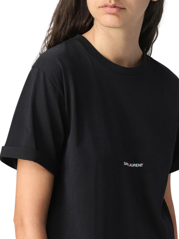 T-SHIRT A MANICHE CORTE SAINT LAURENT BOYFRIEND IN JERSEY DI COTONE