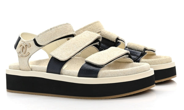 CHANEL Suede Calfskin Velcro "Ivory"