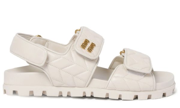 Miu Miu matelassé logo-plaque sandals "white"