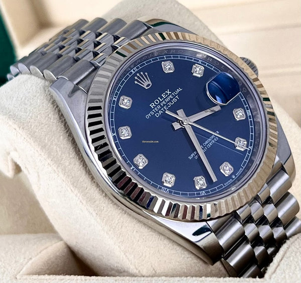 Rolex Datejust 41 Blue Diamonds Dial Mint