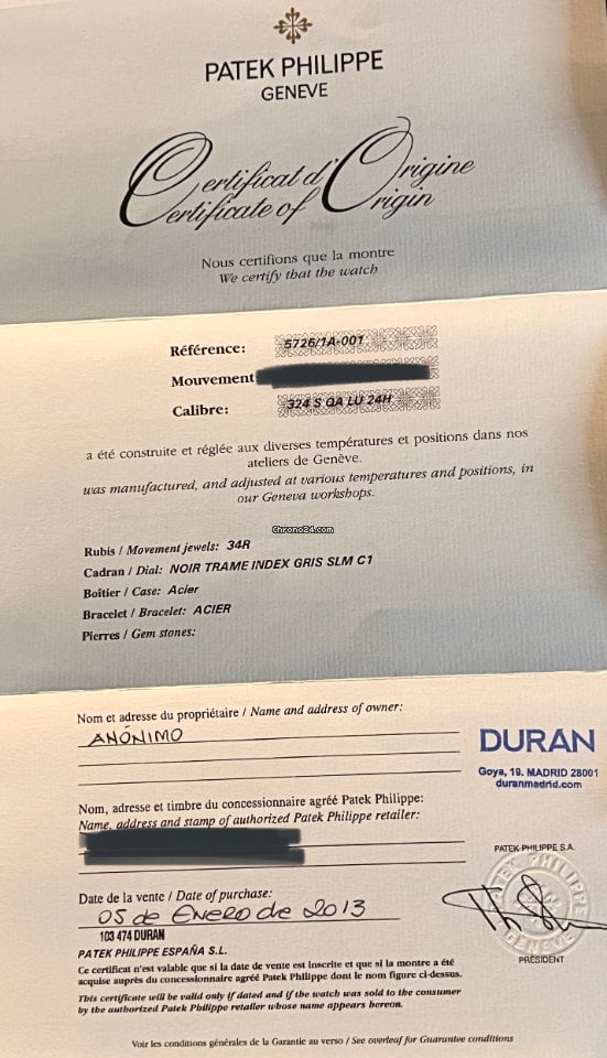 Nautilus Annual Calendar 5726 Steel Full set Like New