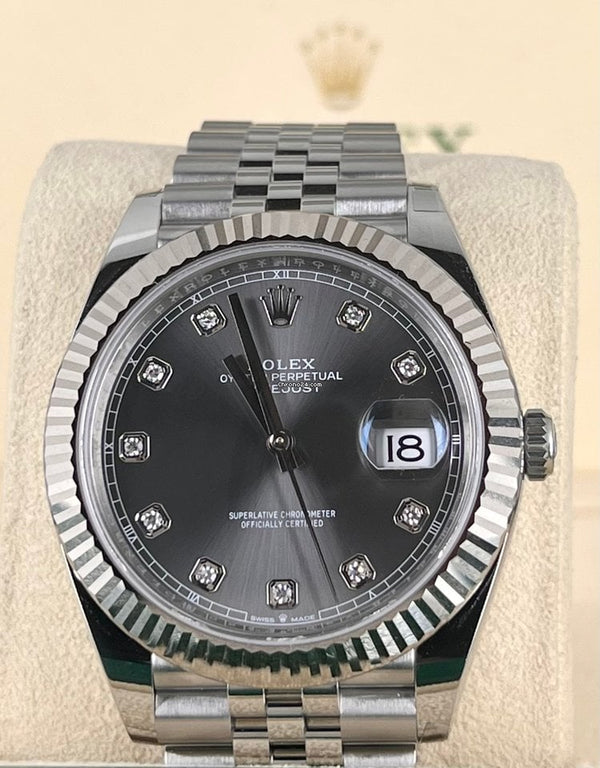 Datejust 41 white gold factory grey diamonds dial unworn